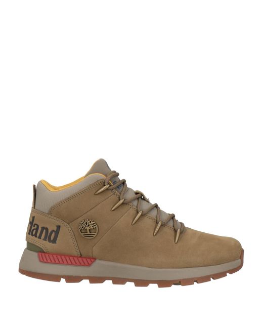 Timberland Brown Khaki Ankle Boots Leather, Textile Fibers for men