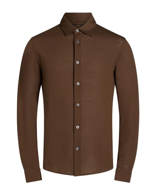 Moorer Brown Dark Shirt Cotton for men