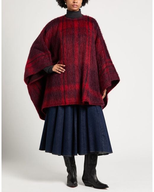 Alberta Ferretti Red Cape Acrylic, Mohair Wool, Alpaca Wool, Virgin Wool, Polyamide
