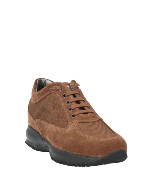 Hogan Brown Interactive Sneakers Leather, Textile Fibers