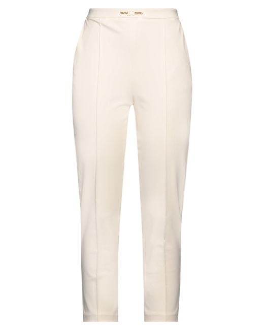 Elisabetta Franchi White Cream Pants Polyester, Elastane