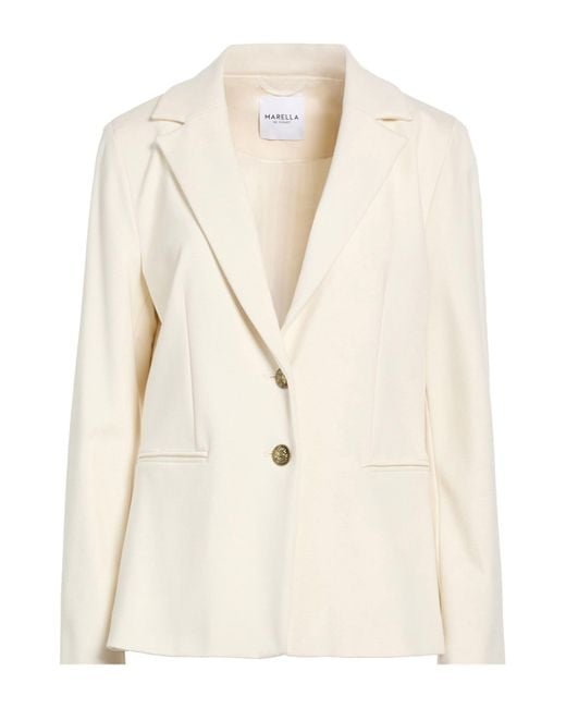 Marella Natural Ivory Blazer Viscose, Polyamide, Elastane