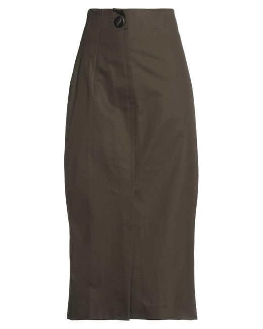 Sa Su Phi Gray Military Midi Skirt Cotton