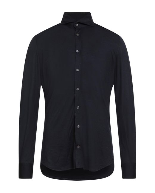 EDWARD COPPER Blue Midnight Shirt Virgin Wool for men