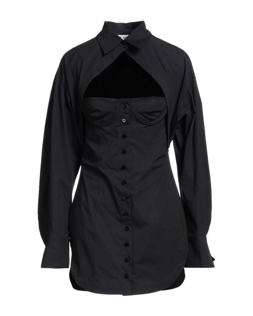 The Attico Black Mini Dress Cotton, Elastane