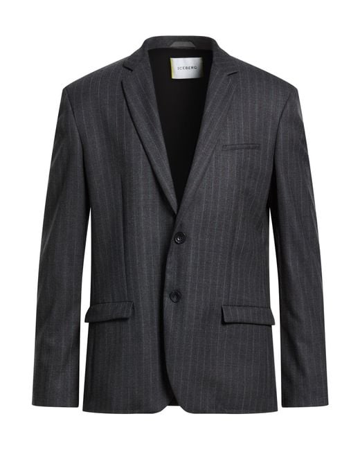 Iceberg Black Blazer Wool, Silk for men