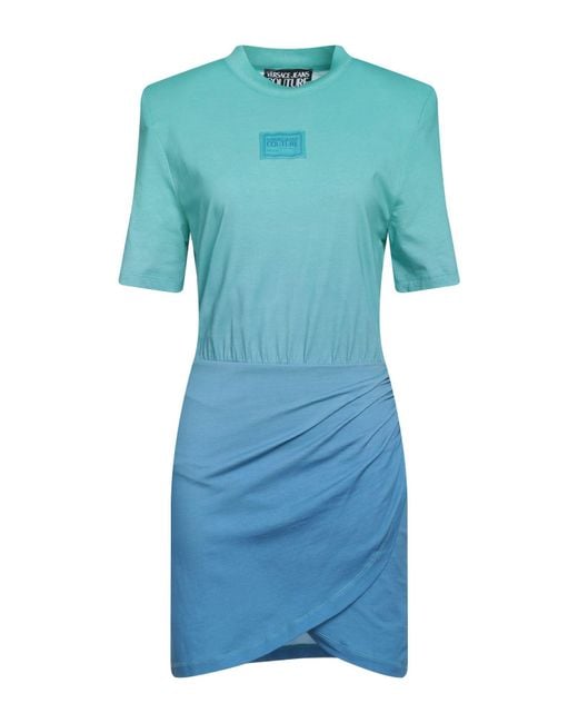 Versace Jeans Couture Blue Mini Dress Cotton