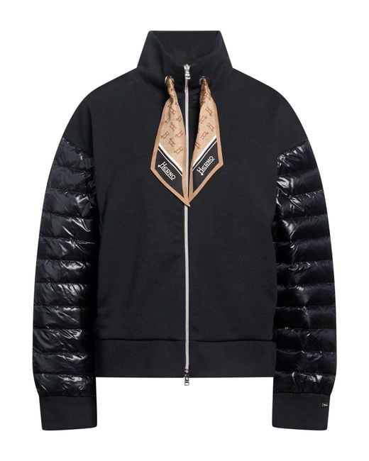 Herno Black Puffer Polyester, Cotton