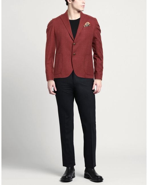 Bharnaba Red Blazer Polyester, Viscose, Elastane for men