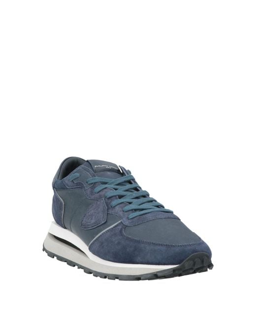 Philippe Model Blue Sneakers Leather, Textile Fibers for men