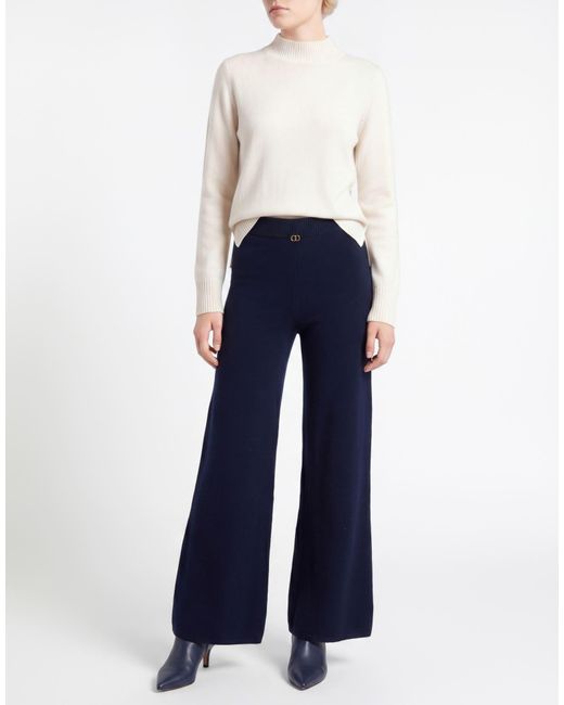 Twinset Blue Pants Wool, Viscose, Polyamide, Cashmere