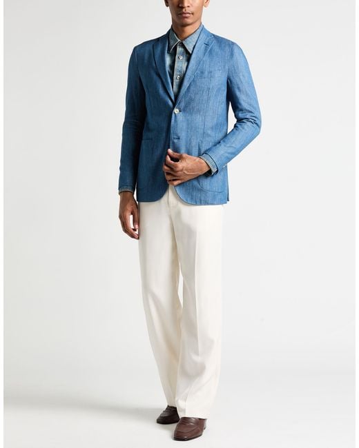 Moorer Blue Blazer Cotton for men