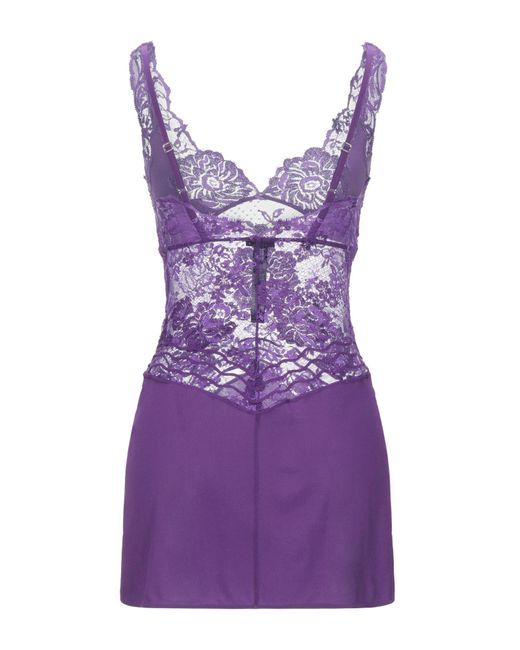 La Perla Purple Slip Dress Silk, Elastane, Polyamide, Viscose