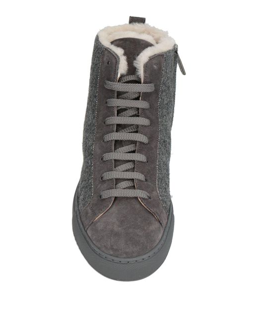 Doucal's Gray Sneakers Leather, Textile Fibers