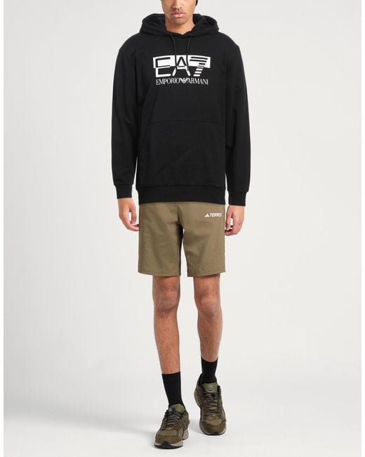 EA7 Black Sweatshirt Cotton, Elastane for men