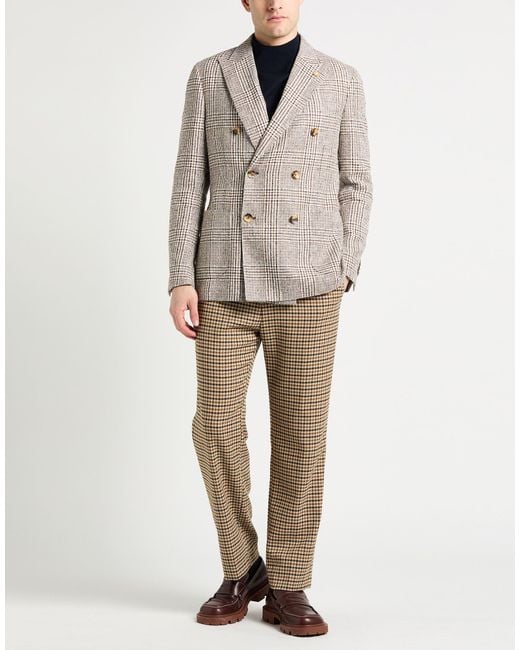Lardini Natural Dark Blazer Linen, Polyamide, Cotton for men