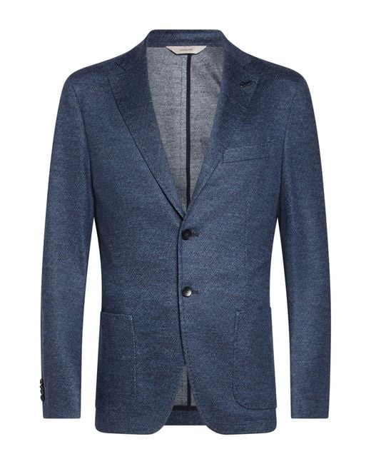 Paoloni Blue Blazer Virgin Wool, Cotton for men