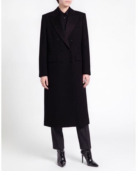 Sandro Black Coat Cotton, Polyester, Virgin Wool