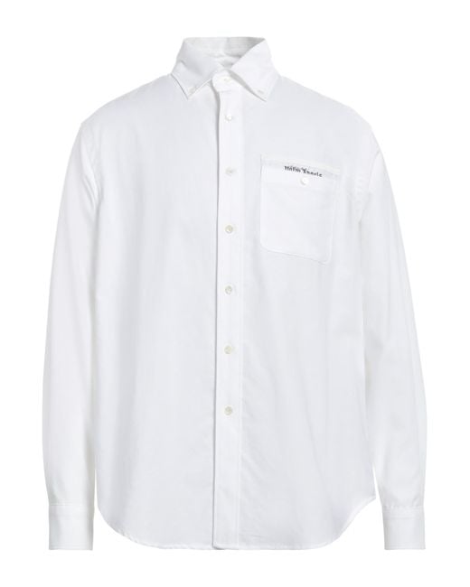 Palm Angels White Button-Down Collar Cotton Shirt for men