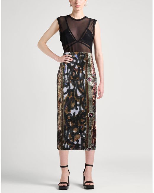 Pierre Louis Mascia Black Midi Skirt Polyester, Elastane