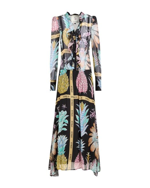 5 PROGRESS White Maxi Dress Silk, Viscose