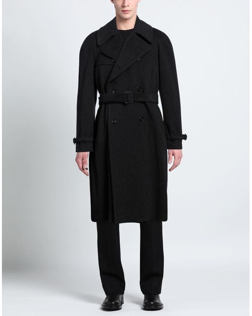Tagliatore Black Coat Virgin Wool, Cashmere for men