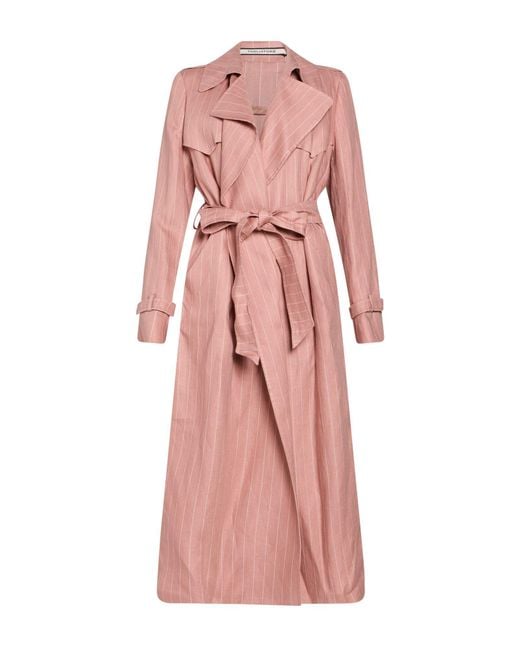 Tagliatore Pink Overcoat & Trench Coat Linen, Polyester