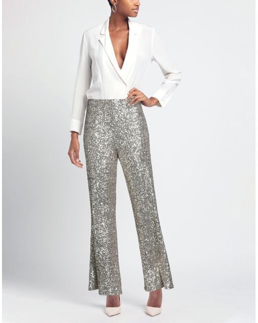 Soallure Gray Platinum Pants Polyester, Elastane