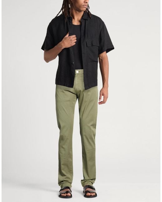 Paul & Shark Green Military Pants Cotton, Lyocell, Elastane for men