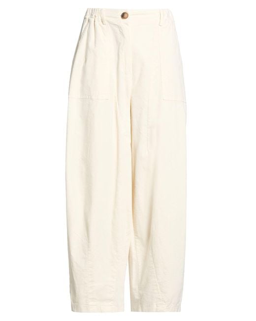 Haveone Natural Ivory Pants Cotton, Elastane