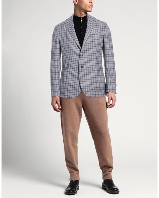 Luigi Borrelli Napoli Blue Slate Blazer Linen, Virgin Wool for men