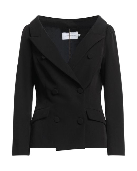SIMONA CORSELLINI Black Blazer Polyester, Elastane