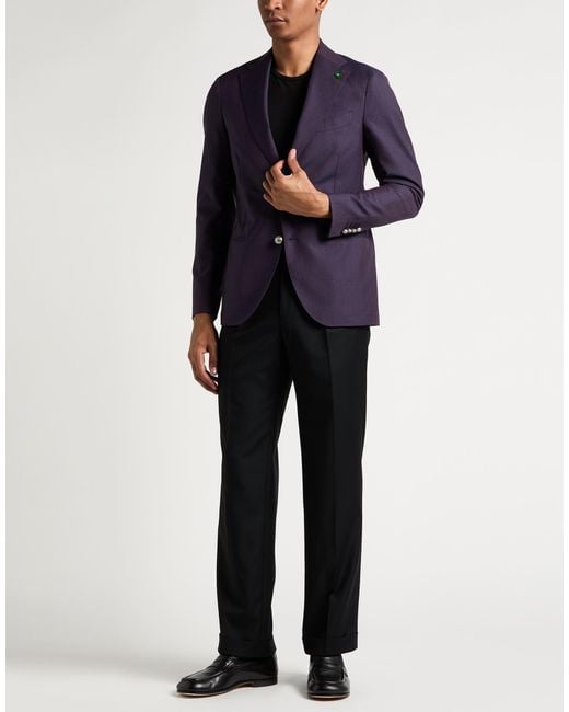Lardini Purple Blazer Wool, Polyester for men