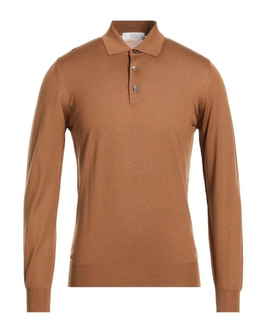 Mauro Ottaviani Brown Tan Polo Shirt Merino Wool for men