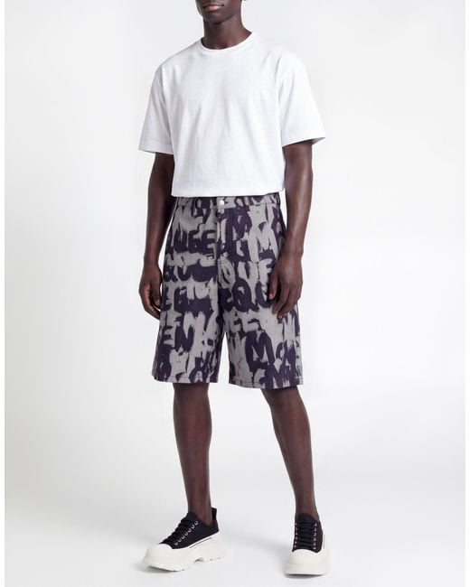McQueen Blue Denim Shorts Cotton for men