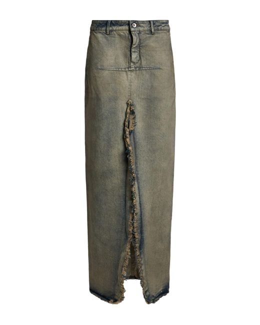Rick Owens Green Denim Skirt Cotton