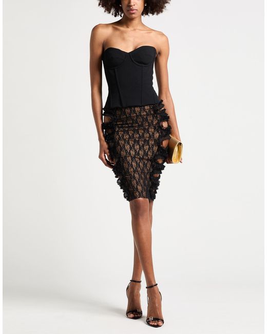 Self-Portrait Black Midi Skirt