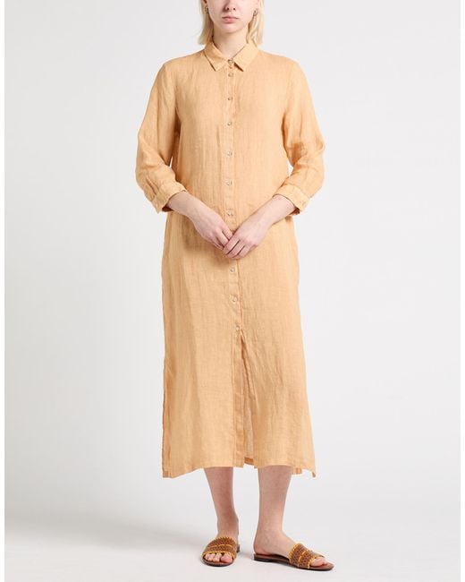 120% Lino Natural Midi Dresses
