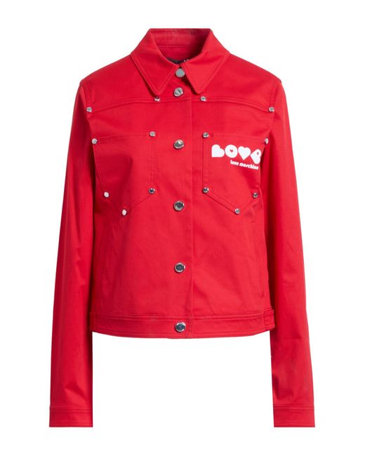 Love Moschino Women's Red Jacket Cotton, Elastane