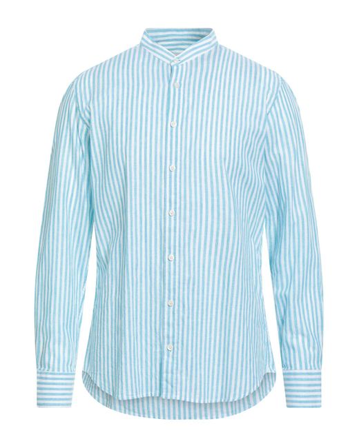 BASTONCINO Blue Shirt Linen, Cotton for men