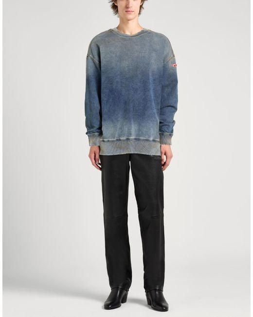 DIESEL Blue Slate Sweatshirt Cotton, Elastane for men