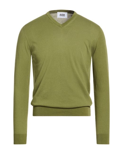Alpha Studio Green Sweaters for men