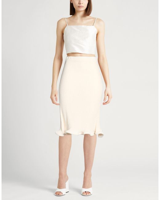 Jil Sander White Cream Midi Skirt Polyester, Cotton, Elastane