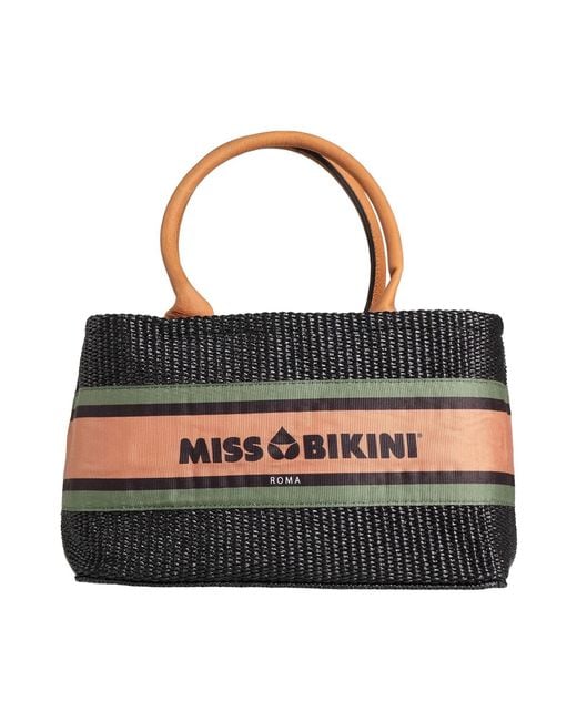 Miss Bikini Black Handbag Natural Fibers, Leather