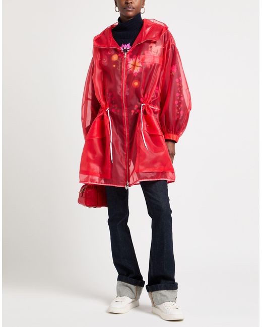 Tod's Red Overcoat & Trench Coat Polyester