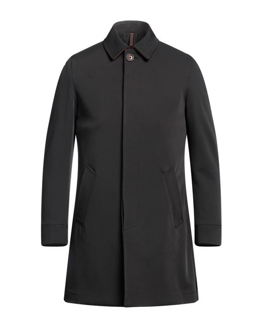 LABORATORI ITALIANI Black Overcoat & Trench Coat for men