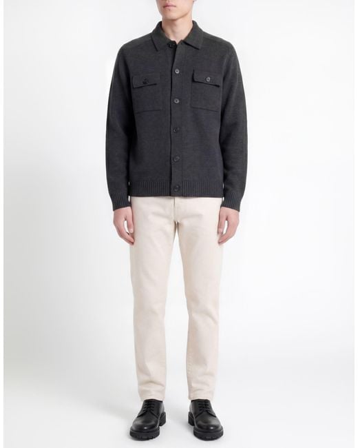 Roberto Collina Black Cardigan Merino Wool for men