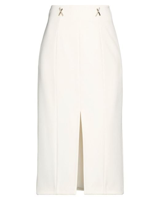 Genny White Ivory Midi Skirt Viscose, Polyamide, Elastane