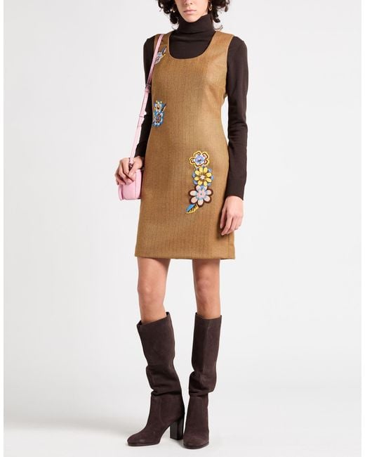 Boutique Moschino Natural Camel Mini Dress Virgin Wool