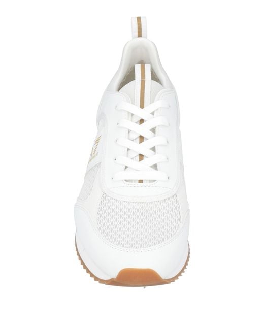 EA7 White Sneakers Polyester, Elastane, Polyurethane Coated, Thermoplastic Polyurethane for men